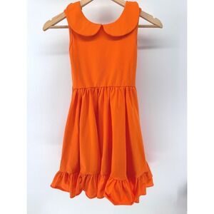 Girlhood Sleeveless Dress Girls Size 10 Orange Peter Pan Collar Ruffle Hem